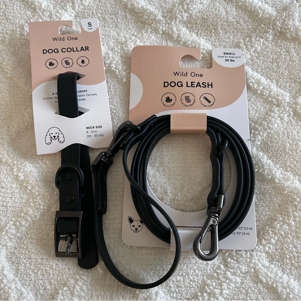 NEW Wild One leash and collar black set size small